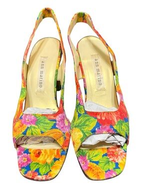 Ann Marino Floral Slingback Heels Women’s Size 7 Pre-Owned